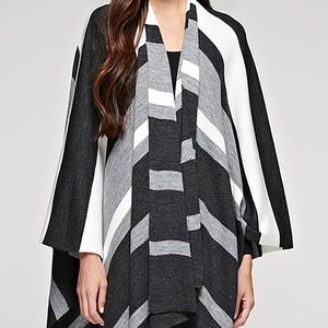 LOVESTITCH charcoal stripe poncho NEW